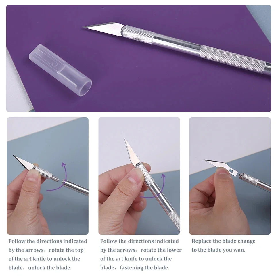 5-Piece Engraving Cutter Set | Metal Handle Carving Knife Kit Engraving Cutter Set QXL