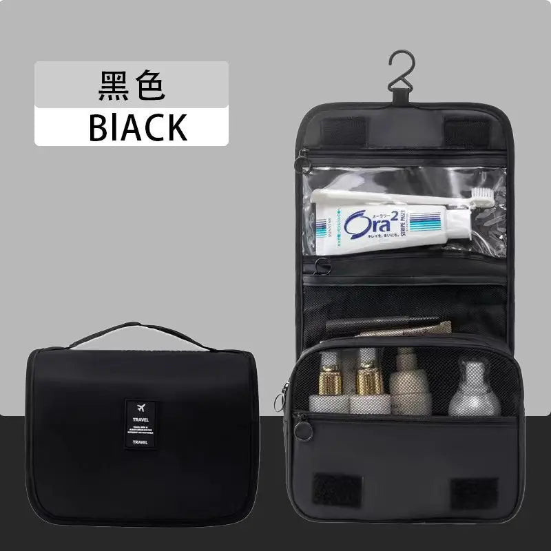 Foldable Travel Makeup Bag | Large Capacity Toiletry Organizer Travel Makeup Bag QXL black