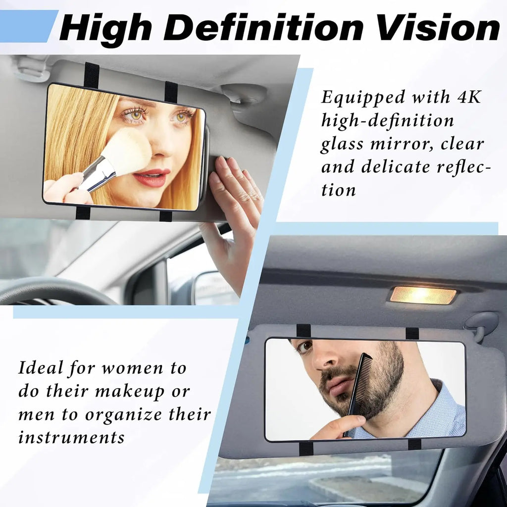 Car Sun Visor Makeup Mirror with Straps | Universal Fit Car Visor Mirror QXL