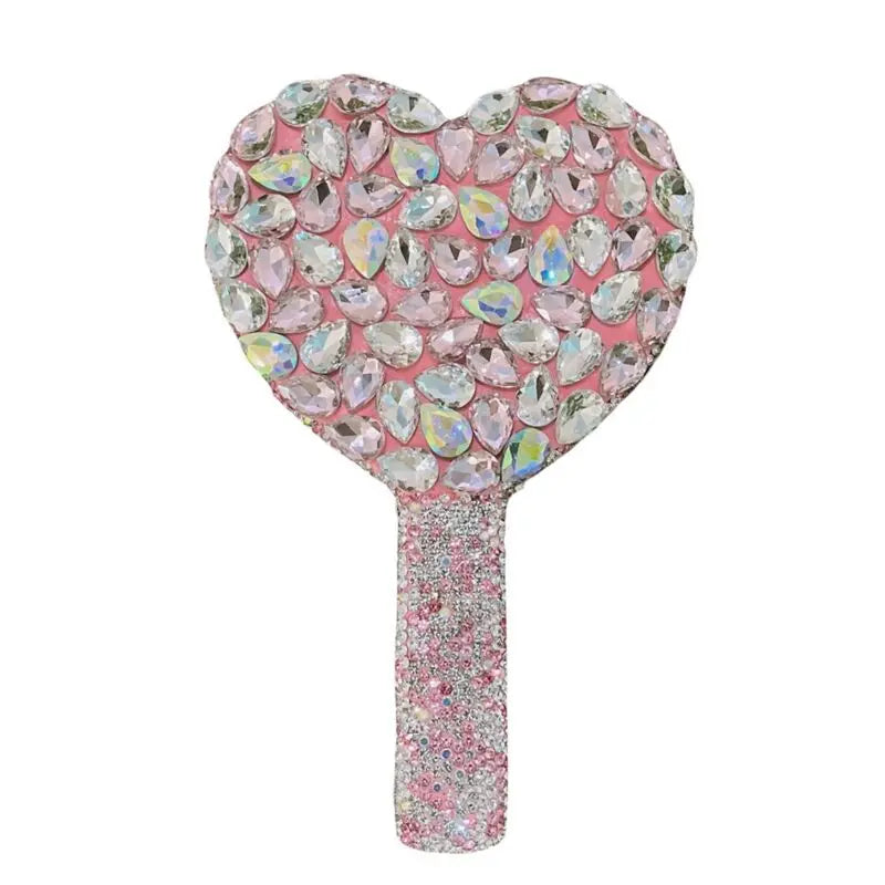 Heart-Shaped Diamond Makeup Mirror | Portable Mini Touch-Up Compact Makeup Mirror QXL