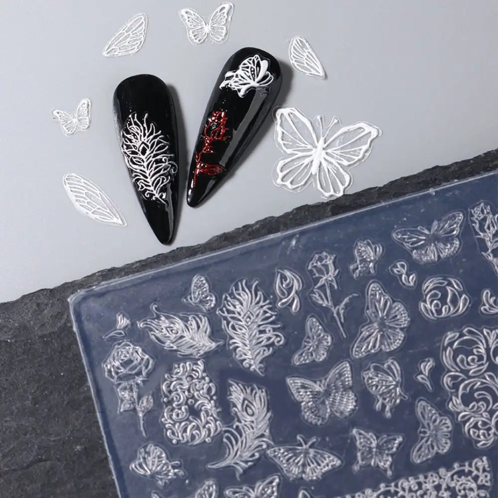 3D Nail Art Silicone Mold | Snowflake Butterfly Gel Stencil Nail Art Mold QXL