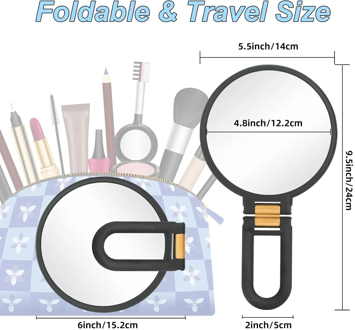 20X/1X Foldable Double-Sided Magnifying Travel Makeup Mirror Magnifying Makeup Mirror QXL
