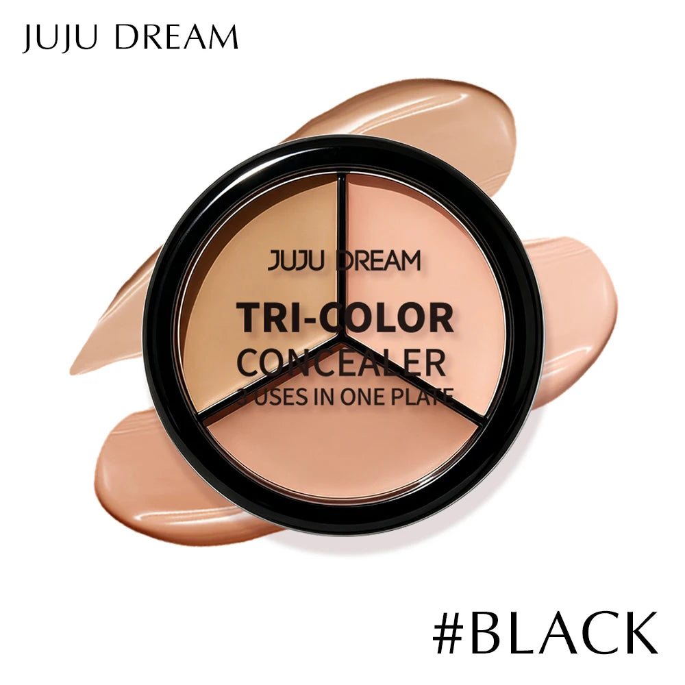 JUJU Dream 3-Color Concealer Palette | Full Coverage Contour Concealer Palette QXL BLACK
