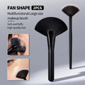 KOSSHOW 2-Pc Fan Makeup Brush Set – Highlight & Powder Fan Makeup Brush Set QXL black