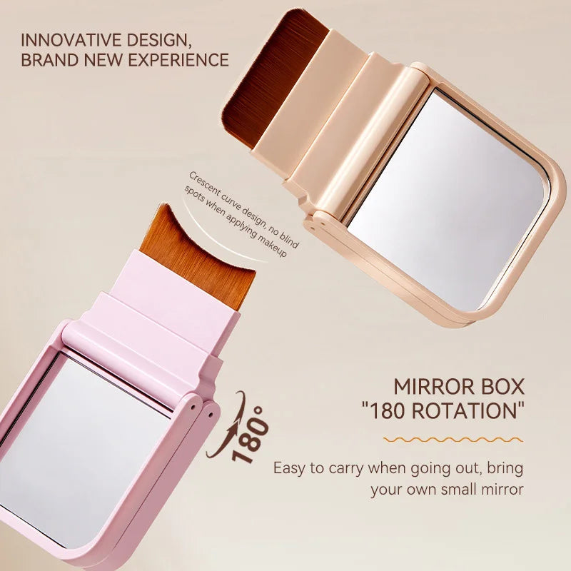 GECOMO Traceless Powder Puff Case with Mirror & Brush Powder Puff Compact QXL