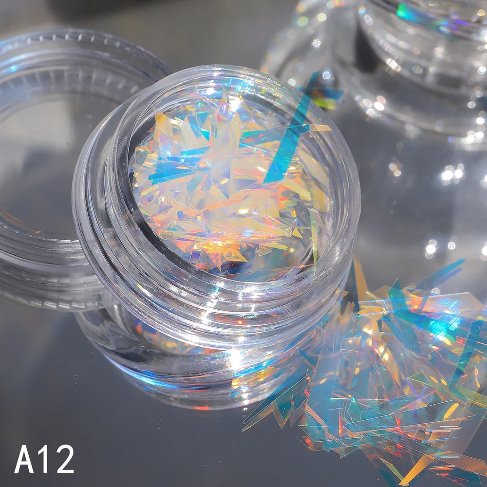 Aurora Fairy Nail Art Pieces | Holographic Laser Glitter Sequins Nail Art Glitter QXL 12