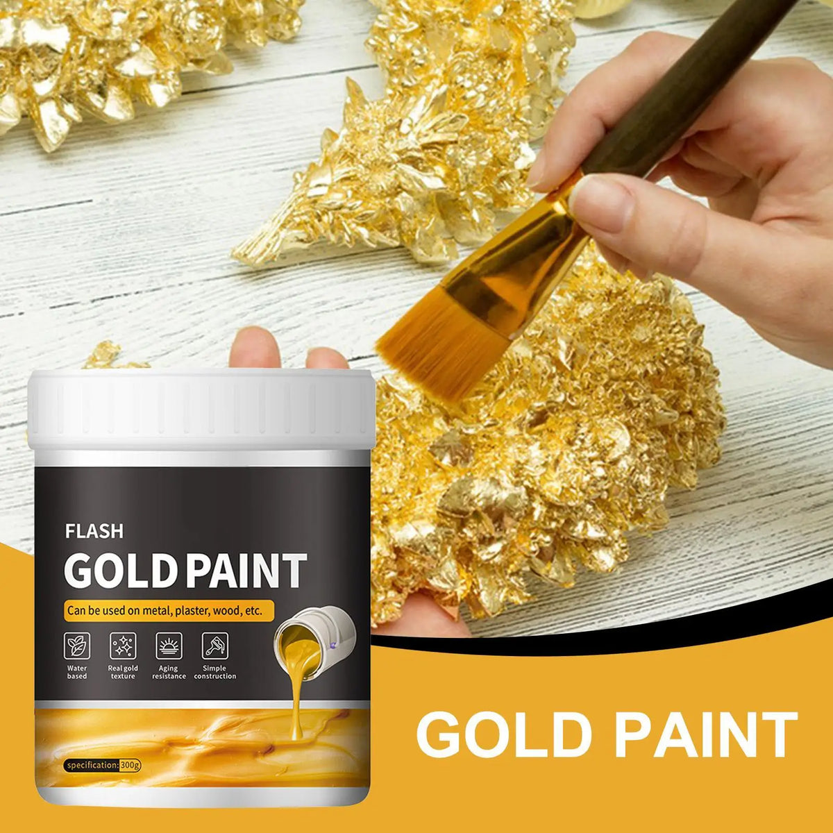 300g Liquid Gilding Gold Paint | Quick-Dry Wood, Metal & Plaster Liquid Gilding Paint QXL