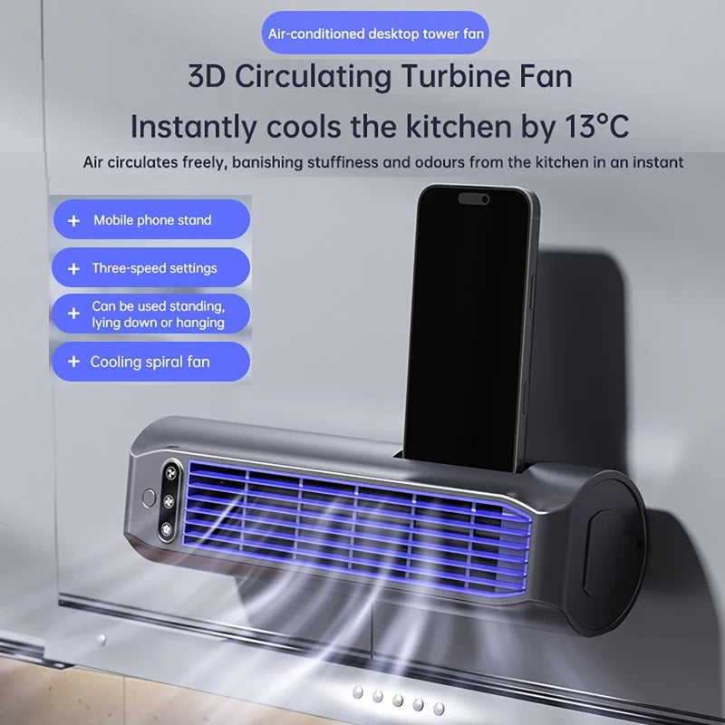Portable Desktop Tower Fan | 3-Speed, Battery, Wall Mount Portable Desktop Fan QXL White