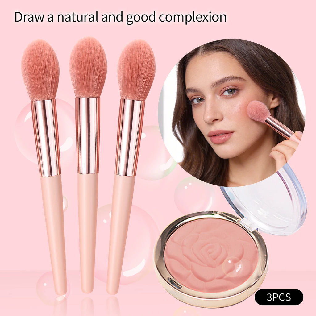KOSSHOW 3-Piece Soft Fiber Makeup Brush Set – Pink Makeup Brush Set QXL
