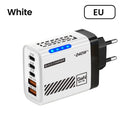 240W GaN 5-Port Fast Charger USB-C PD & USB-A with LED Light GaN USB Charger QXL White EU