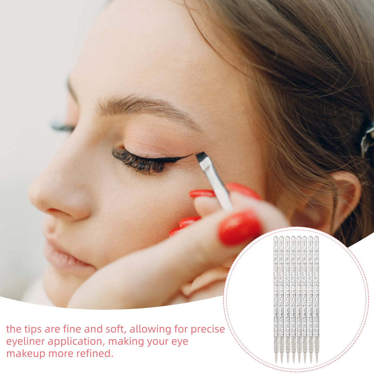 50-Pack Disposable Fine Point Eyeliner Brushes | Nylon Tip Disposable Makeup Brush QXL