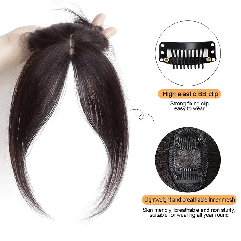 Clip-In Split Bangs Hair Extension | Left & Right Side Fringe Clip-In Bang Extension QXL