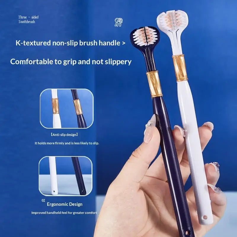 6-Pack 3-Sided Manual Toothbrush | Soft Bristles Family Set Manual Toothbrush QXL one size