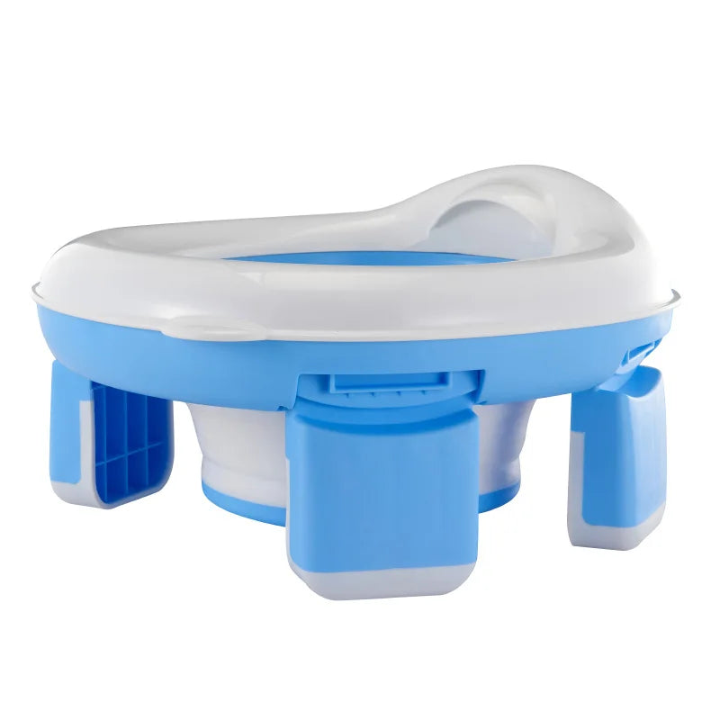 3-in-1 Portable Foldable Baby Potty Training Seat with Bags Baby Potty Seat QXL B83 Blue