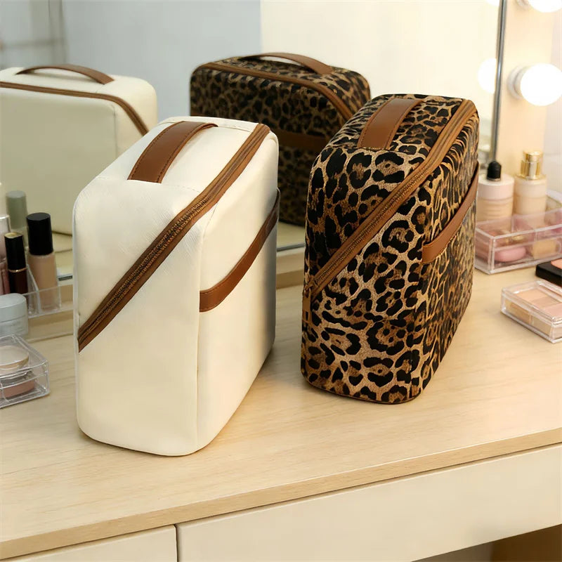 Leopard Print Standing Makeup Brush Bag & Organizer Makeup Brush Bag QXL