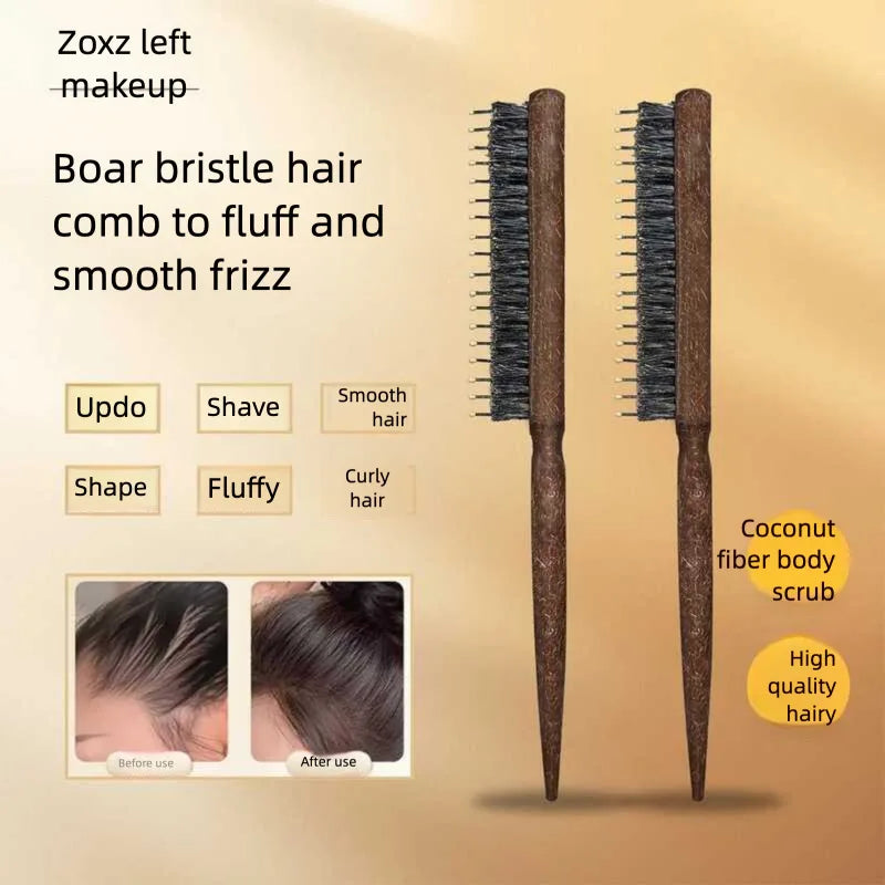 Wooden Narrow-Tooth Rat Tail Comb | Teasing & Volume Styling Hair Teasing Comb QXL
