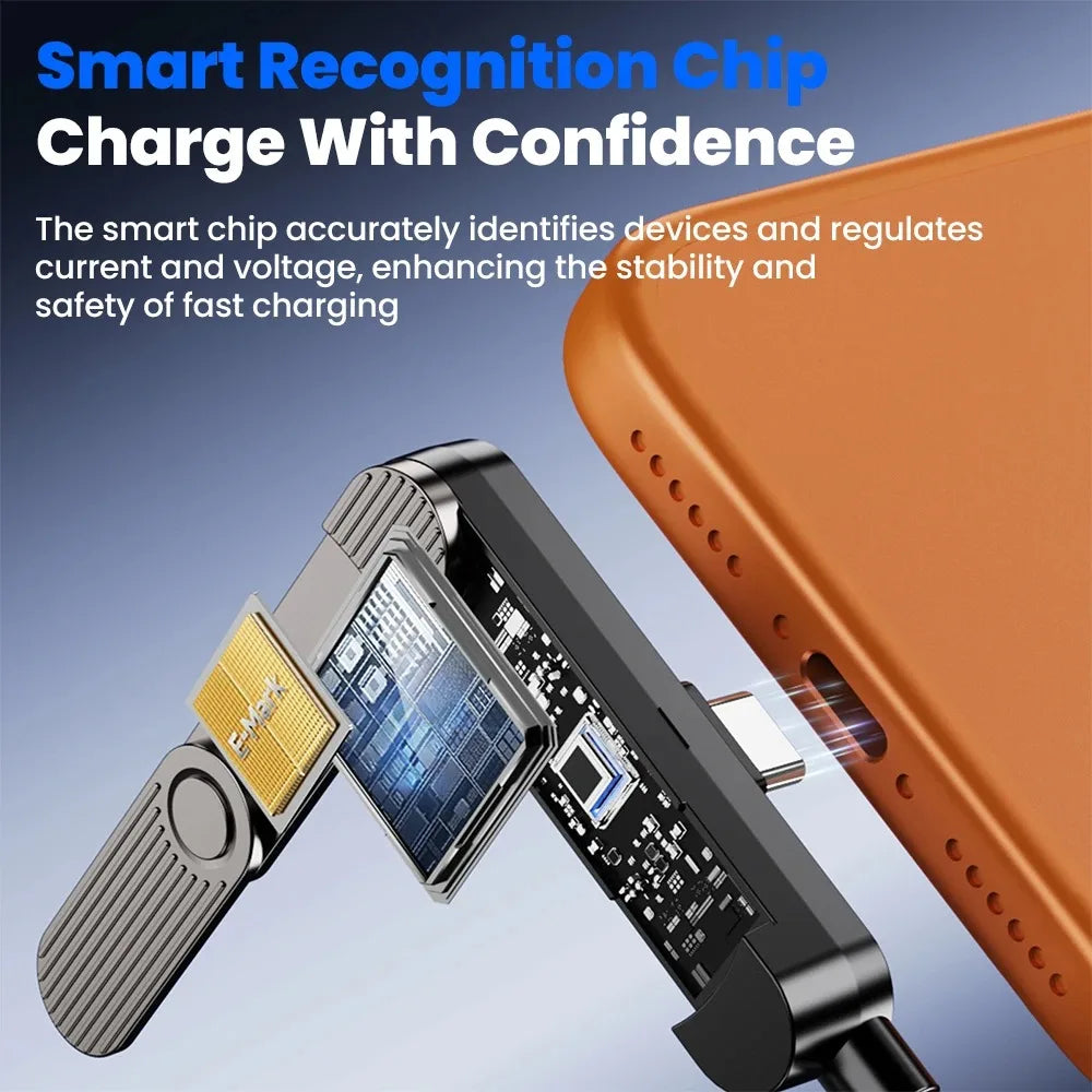 2-in-1 USB-C 240W Fast Charging Cable with Foldable Phone Stand Fast Charging Cable QXL