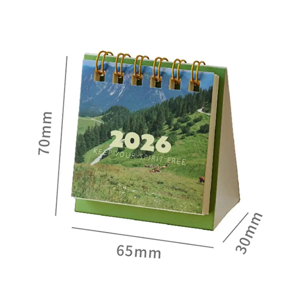 2026 Mini Desk Calendar | Landscape Coil Planner & Decor Mini Desk Calendar QXL