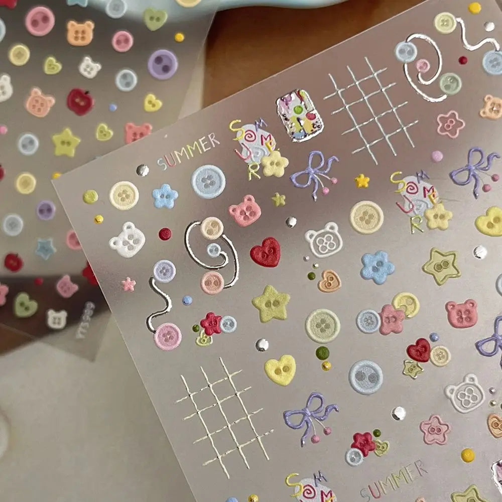 Kawaii 3D Nail Art Stickers | Cute Cartoon Self-Adhesive Decals Nail Art Stickers QXL