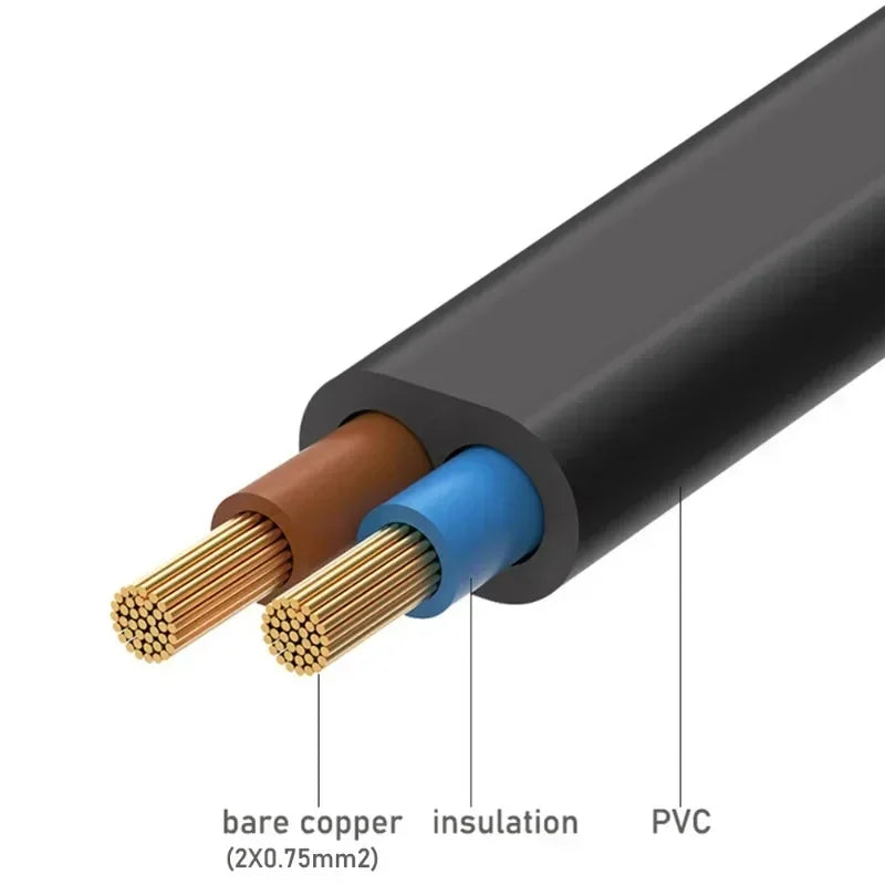 EU CEE 2-Prong Angled Extension Cord | Male to Female Cable Power Extension Cord QXL