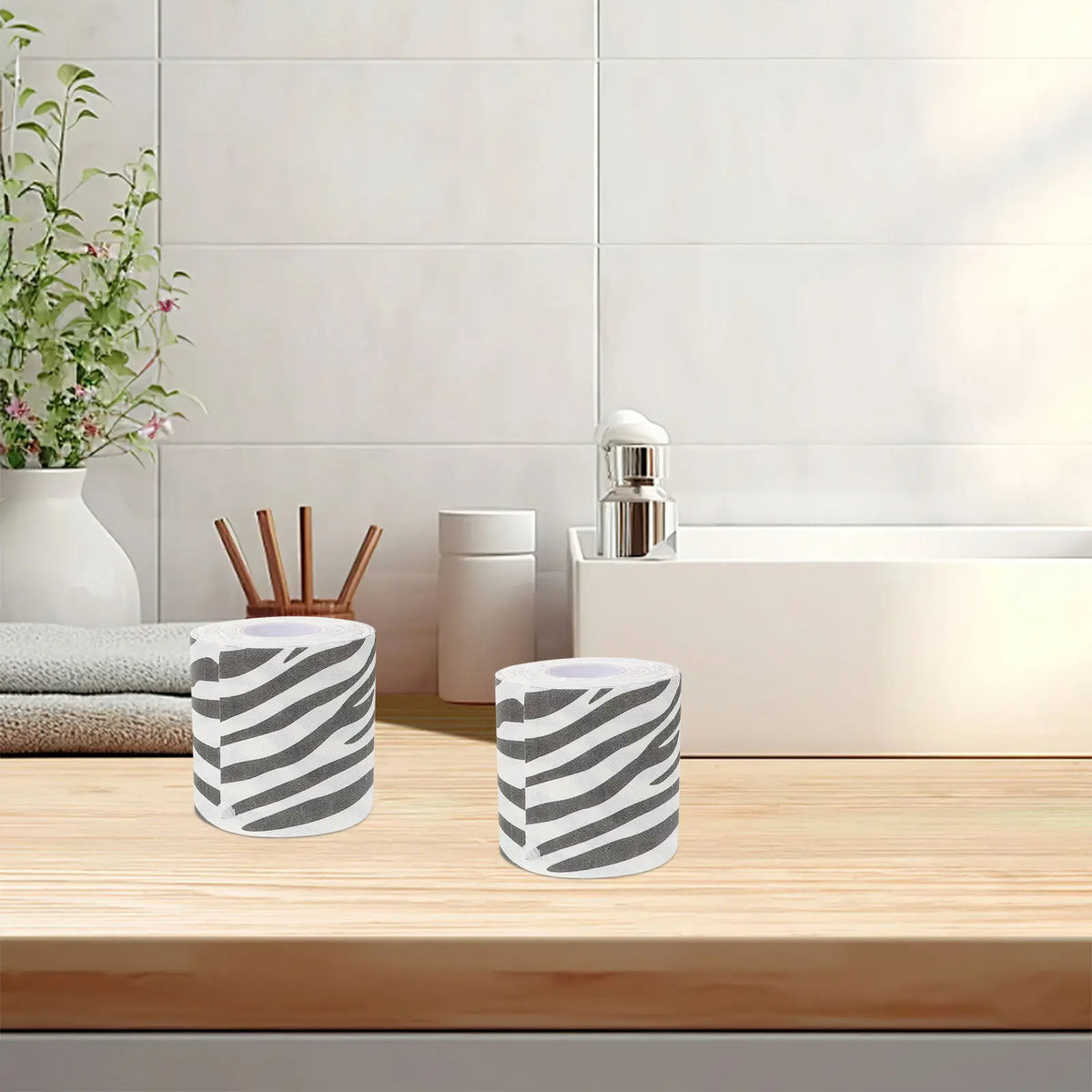 2-Pack Zebra Print 3D Toilet Paper | Soft Thick Bathroom Tissue Novelty Toilet Paper QXL