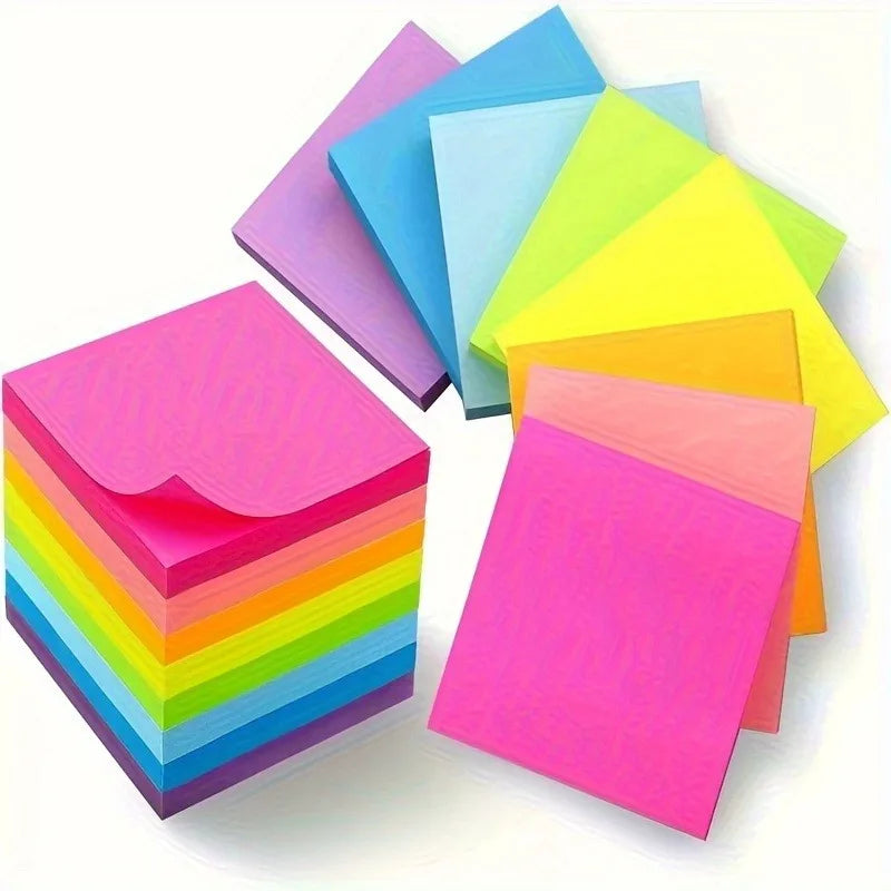 6-Pack Fluorescent Sticky Notes | 300-Page Square Memo Pads Sticky Memo Pads QXL