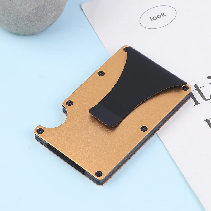 Slim RFID Minimalist Wallet – Aluminum Money Clip & Card Holder RFID Slim Wallet QXL