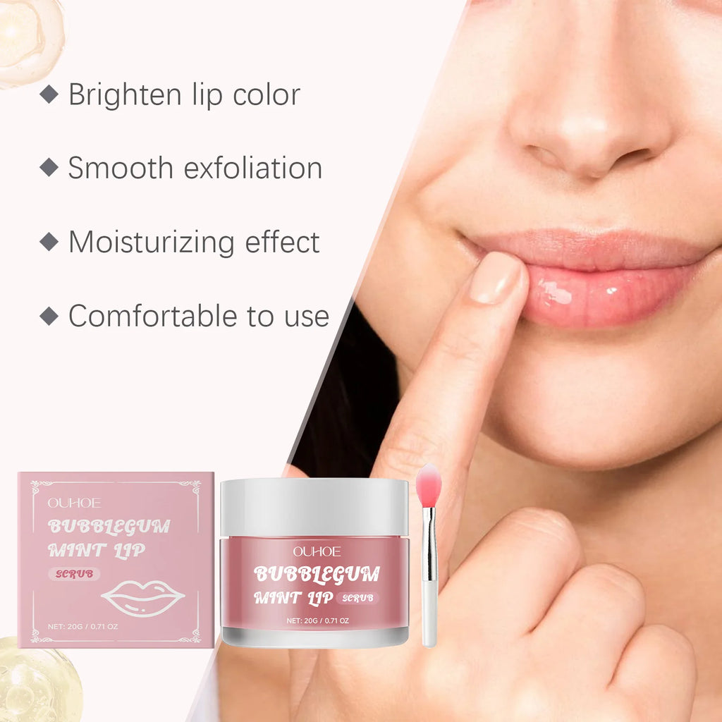 Strawberry Mint Sea Salt Lip Scrub | Exfoliate & Smooth Lips Lip Exfoliator Scrub QXL