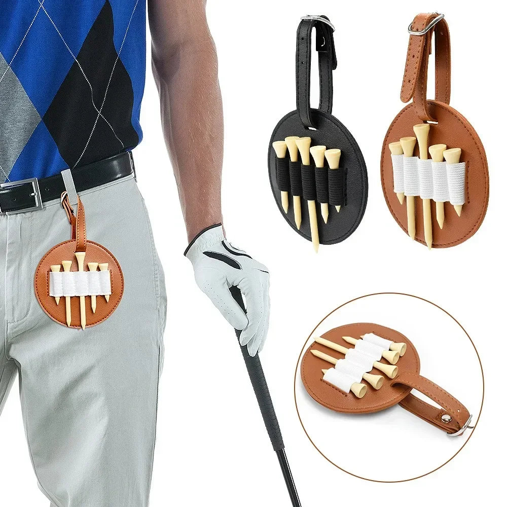 Leather Golf Tee Pouch | Double-Sided Bag with Belt Clip Golf Tee Pouch QXL