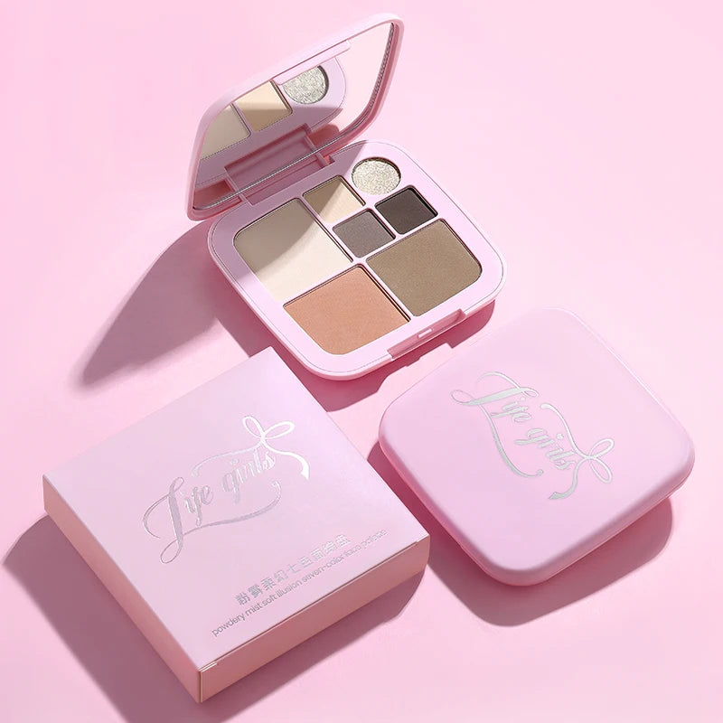 Life Girls 7-Color Blush Palette | Matte Pearl & Gloss Finish Blush Palette QXL