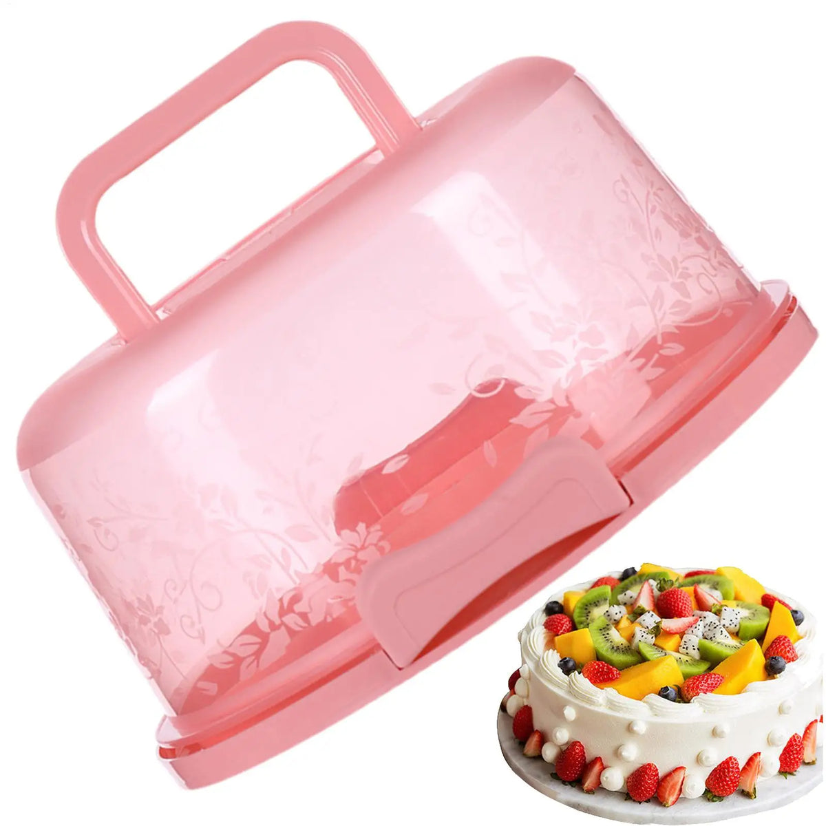 Transparent Dome Cake Carrier with Lid & Handle | Airtight Cake Storage Carrier QXL
