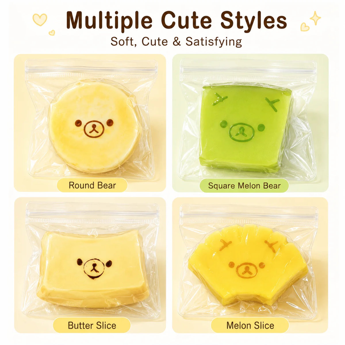 Taba Squishy Toy Melon Bear | Butter Texture Fidget Silicone Squishy Fidget Toy QXL