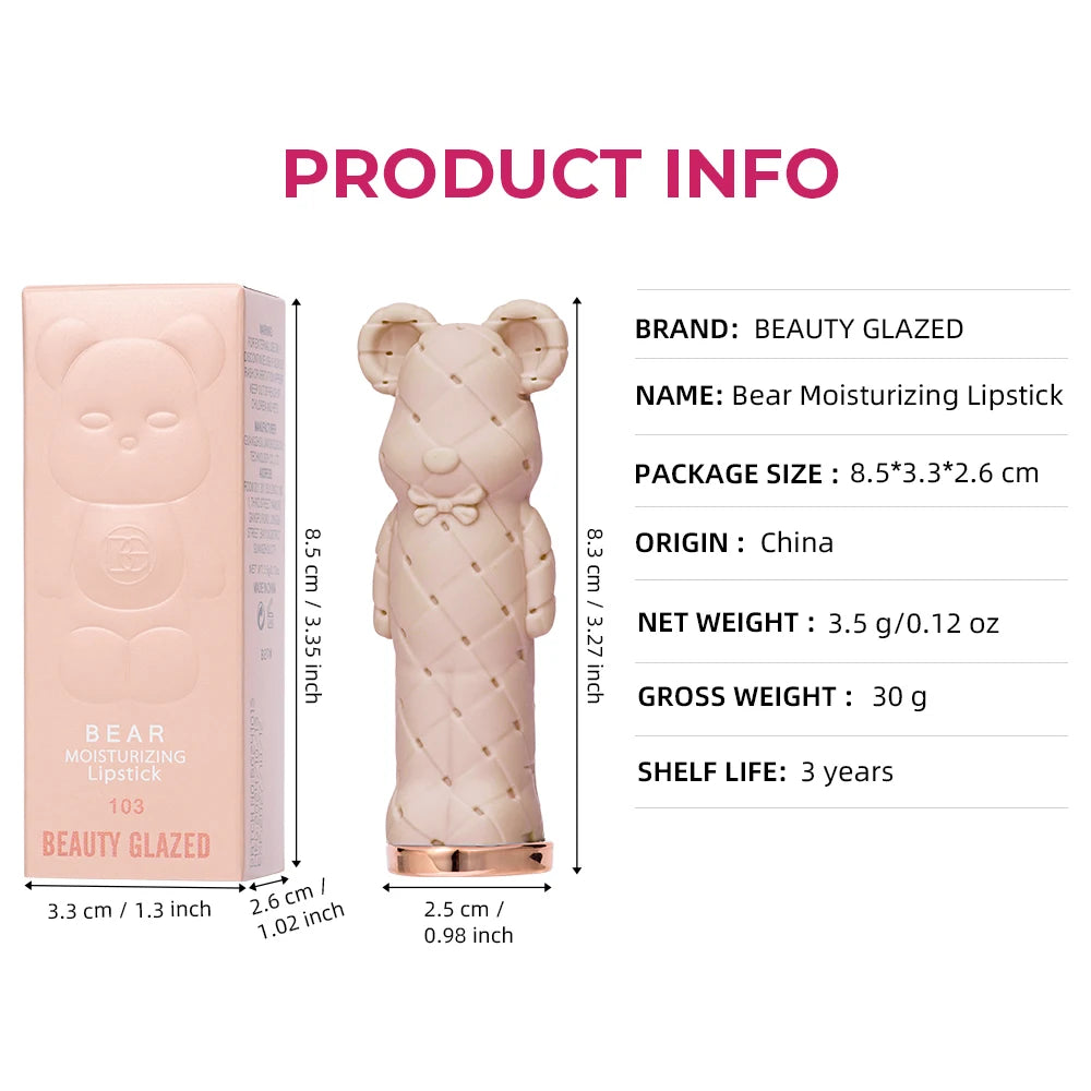 Beauty Glazed Bear Moisturizing Lipstick | Nourishing Lip Balm Moisturizing Lipstick QXL