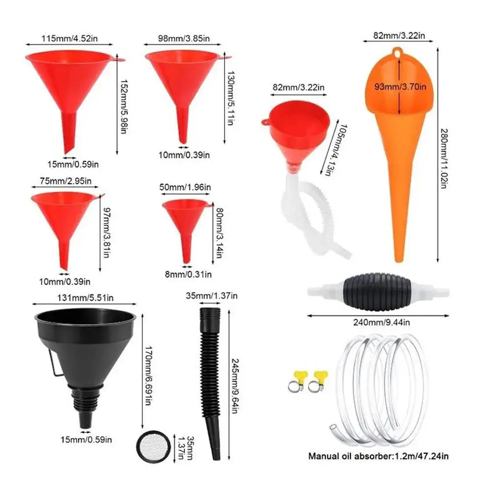 Car Oil Filling Funnel Set with Flexible Extension Pipe Car Funnel Set QXL