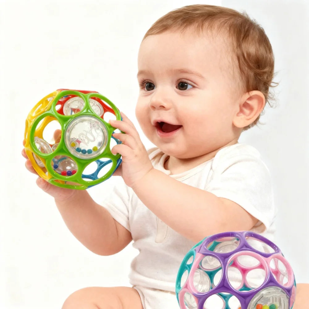 Soft Baby Grasping Ball Rattle with Bell | Sensory Toy Baby Sensory Rattle QXL