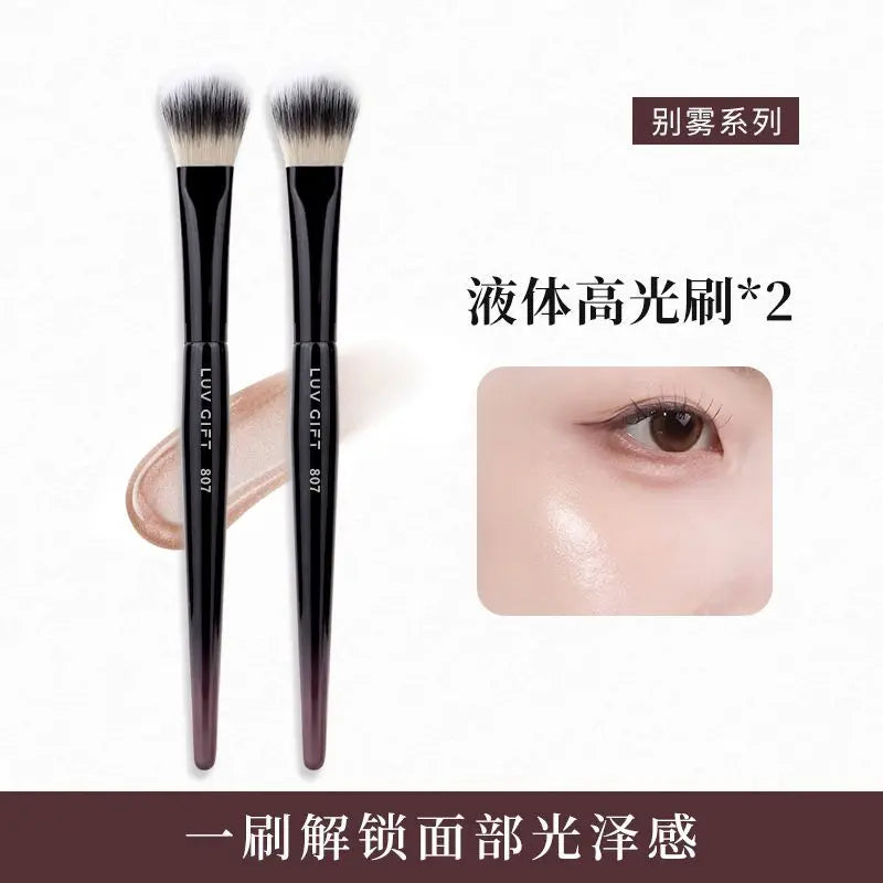 Double-Layer Liquid Highlight Brush 807 | Facial Brightening Highlight Makeup Brush QXL 2 piece