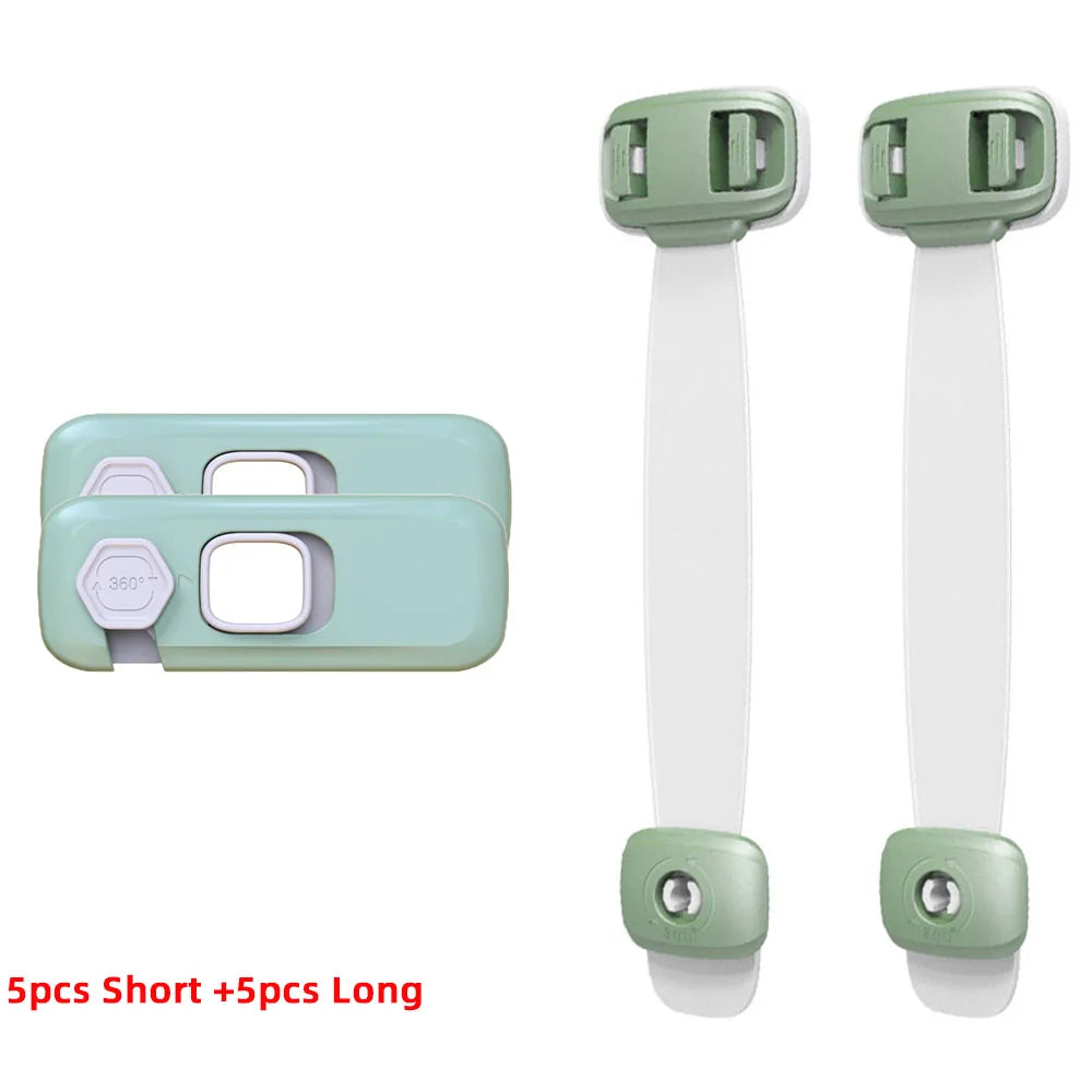 10-Pack Baby Safety Locks – Cabinet, Drawer & Fridge Baby Cabinet Lock QXL B13 Green-10pcs