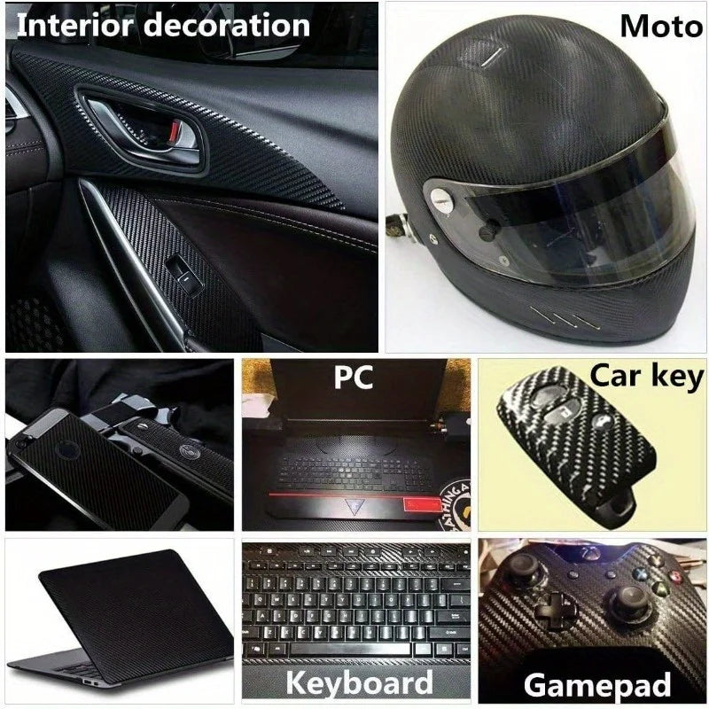 6D Gloss Carbon Fiber Vinyl Wrap Roll | Bubble-Free DIY Kit Car Vinyl Wrap Film QXL