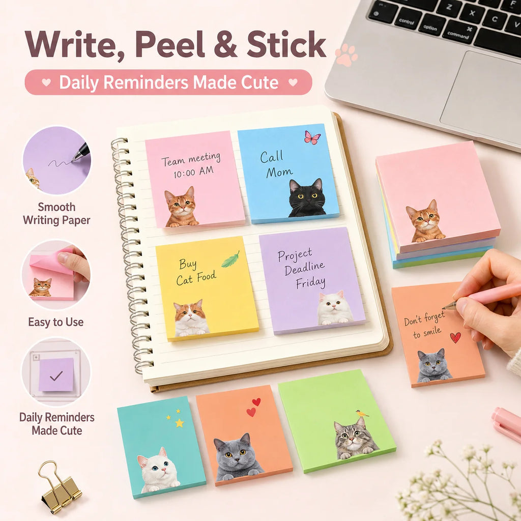 9-Pack Cute Printed Sticky Notes | 50 Sheets Per Pad Sticky Memo Pads QXL
