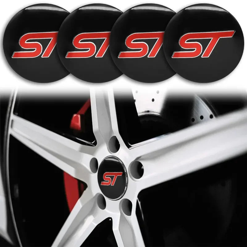 4-Pack 56mm ST Logo Wheel Center Hub Cap Stickers – Waterproof Wheel Center Cap Set QXL
