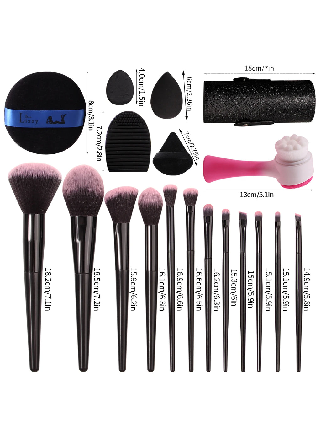26-Pc Makeup Brush & Sponge Set with Storage | KOSSHOW Makeup Brush Set QXL