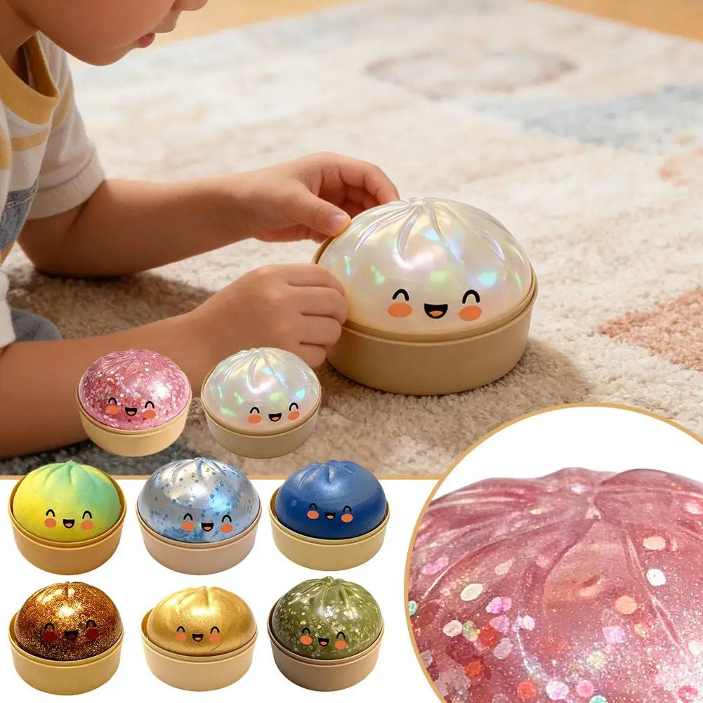 Giant Dumpling Squishy Slow-Rise Glitter Fidget Toy | Bunny Squishy Fidget Toy QXL