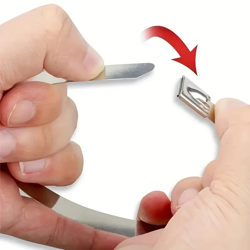 100-Pack Stainless Steel Self-Locking Cable Ties | Heavy Duty Metal Cable Ties QXL