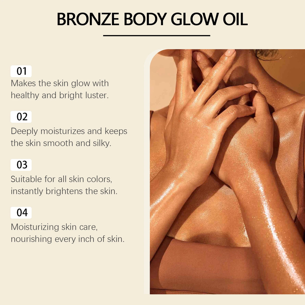 OceAura Bronze Shimmer Body Oil 90ml | Glow, Glitter & Moisture Shimmer Body Oil QXL