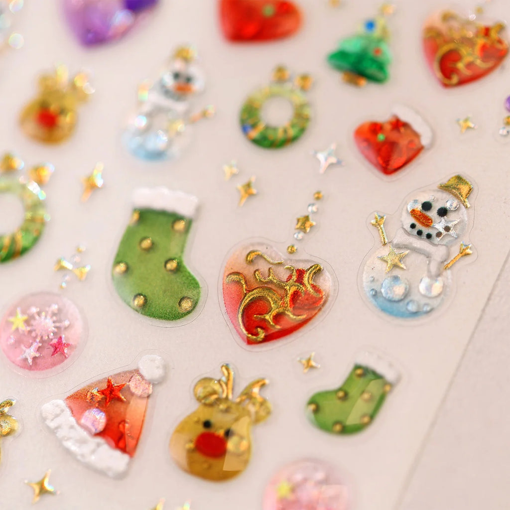Christmas 5D Nail Stickers – Holiday Self-Adhesive Xmas Decals Nail Art Stickers QXL
