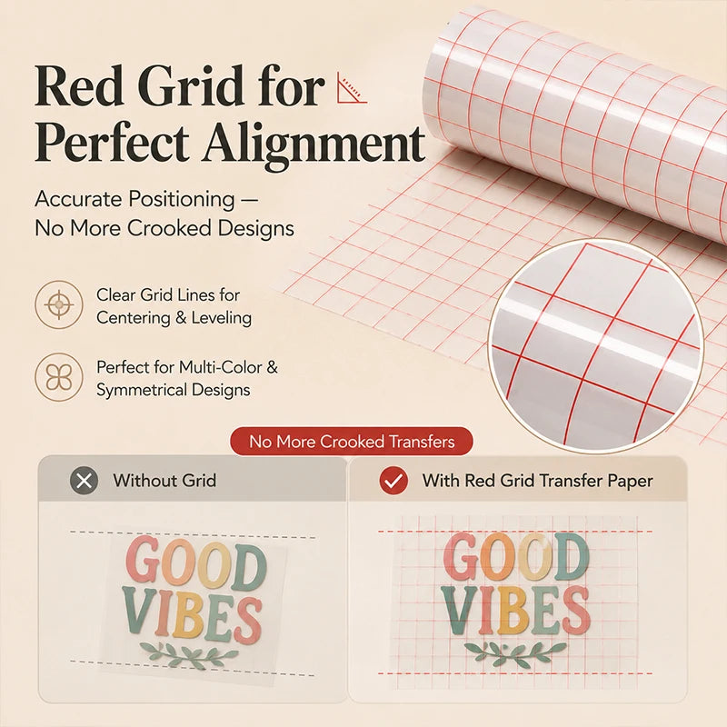 Red Grid Transfer Paper for Vinyl Decals, Stickers & DIY Art Craft Transfer Paper QXL