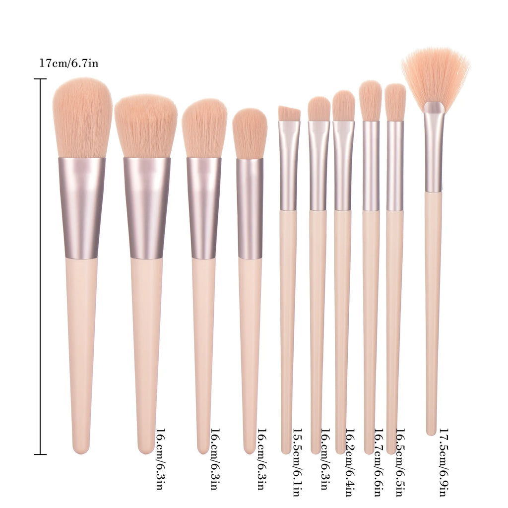 Professional Makeup Brush Set – Foundation, Contour & Eye Brushes Makeup Brush Set QXL 10 pcs pink