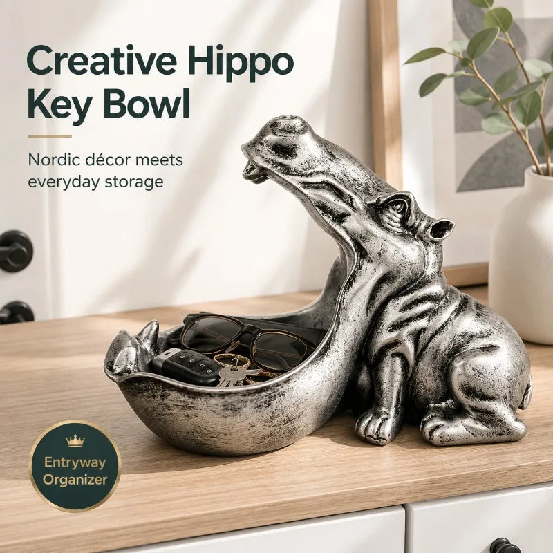 Nordic Hippo Resin Storage Tray | Key Bowl & Desk Organizer Decorative Storage Tray QXL