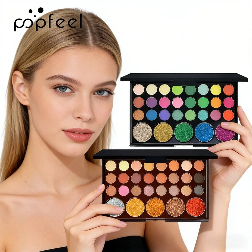 POPFEEL 29-Color Eyeshadow Palette | Matte Shimmer Makeup Set Eyeshadow Palette Set QXL