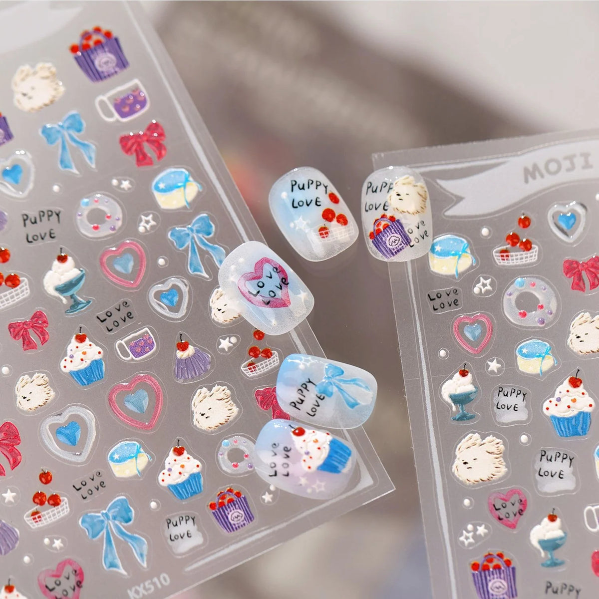 5D Dog & Dessert Nail Art Stickers | Self-Adhesive Decals Nail Art Stickers QXL